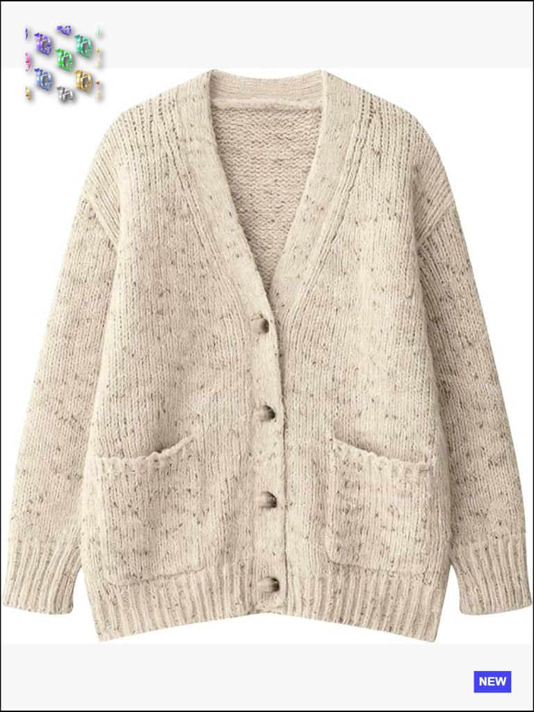Oversized Retro Polka Dot Knit Cardigan Open Front Coat With Pockets